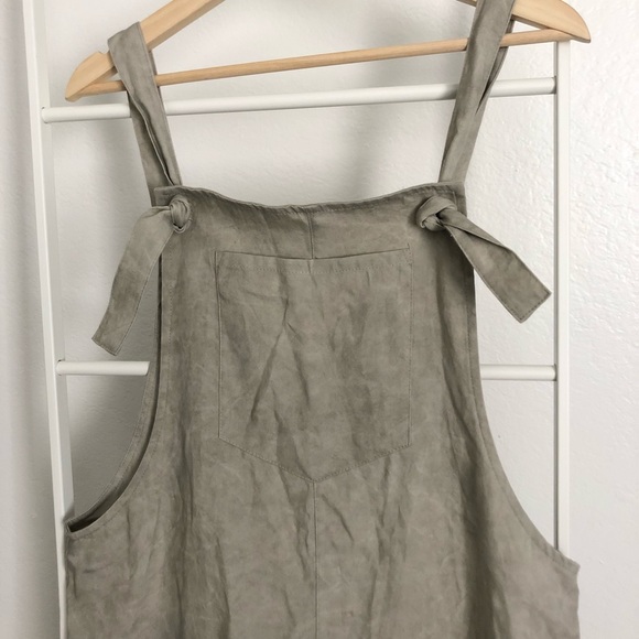 NWT Zara Grey Linen Pocket Wide Leg Jumpsuit - Picture 5 of 8